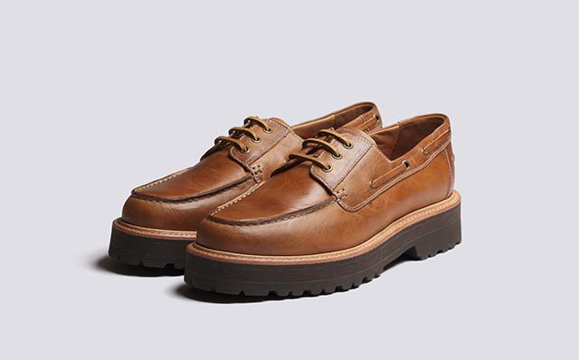 Grenson Dempsey Mens Boat Shoes in Natural Heritage Leather GRS114002